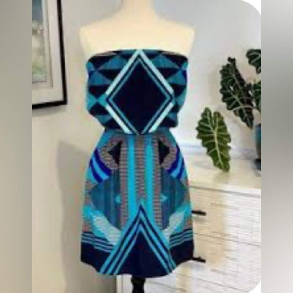 Express Strapless Geometric Patterned Mini Dress … - image 3